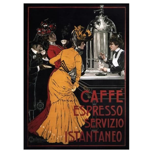 Legendarte - Vintage Caffé Espresso reklamaffisch - målning, tryck på duk cm. 50x70
