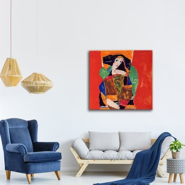 Legendarte - Målning, tryck på duk - Porträtt av en kvinna Egon Schiele cm. 60x60