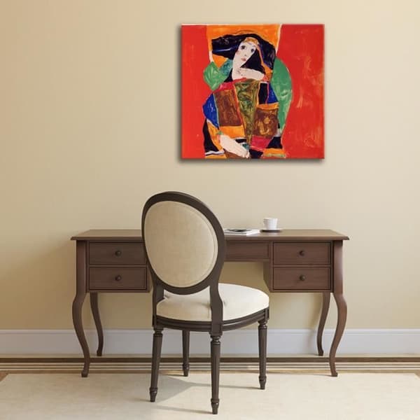 Legendarte - Målning, tryck på duk - Porträtt av en kvinna Egon Schiele cm. 60x60