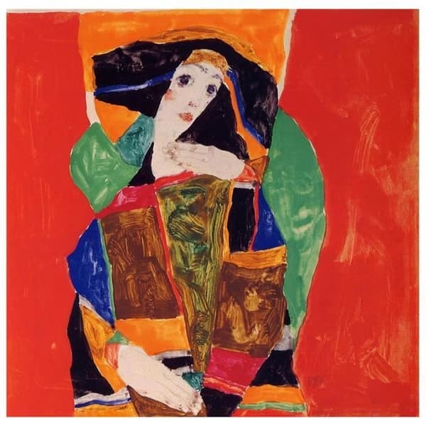 Legendarte - Målning, tryck på duk - Porträtt av en kvinna Egon Schiele cm. 60x60