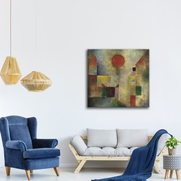 Legendarte - Målning, tryck på duk - Röd ballong Paul Klee cm. 60x60