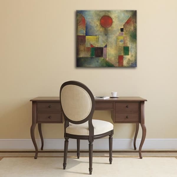 Legendarte - Målning, tryck på duk - Röd ballong Paul Klee cm. 60x60