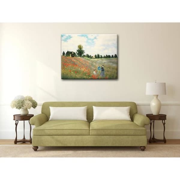 Legendarte Målning av Claude Monet - Vallfälten, Digitalt Tryck på Lärduk, cm. 80x100, Flerfärgad - P-182
