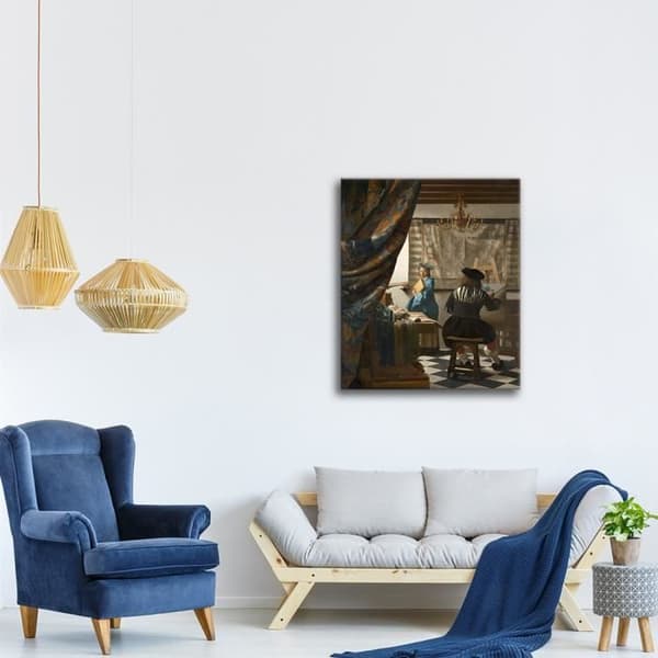 Legendarte - Målning, tryck på duk - Allegori om målning (Konsten att måla) Jan Vermeer cm. 80x100