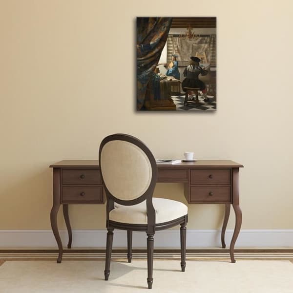 Legendarte - Målning, tryck på duk - Allegori om målning (Konsten att måla) Jan Vermeer cm. 80x100