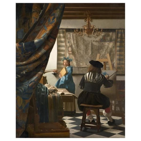 Legendarte - Målning, tryck på duk - Allegori om målning (Konsten att måla) Jan Vermeer cm. 80x100