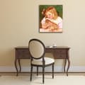 Miniatyrbild 2 av 4: Legendarte - Målning, tryck på duk - Sara håller en katt Mary Cassatt cm. 40x50
