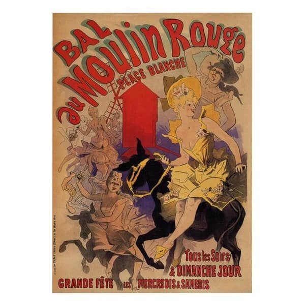 Legendarte - Vintage konstnärlig affisch Bal Au Moulin Rouge - Målning, tryck på duk cm. 50x70