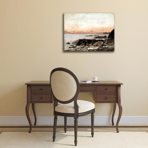 Legendarte - Målning, Tryck på duk - Solnedgång. Vevey, Schweiz - Gustave Courbet cm. 60x75