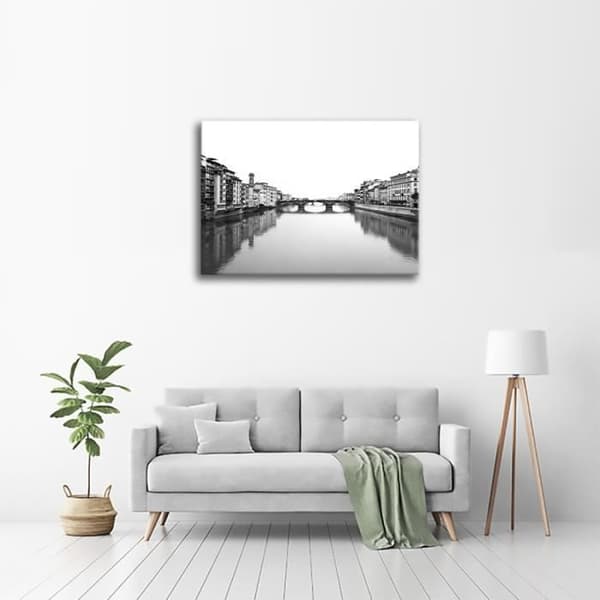 Legendarte - Målning, Tryck på duk - En bro över floden cm. 60x80