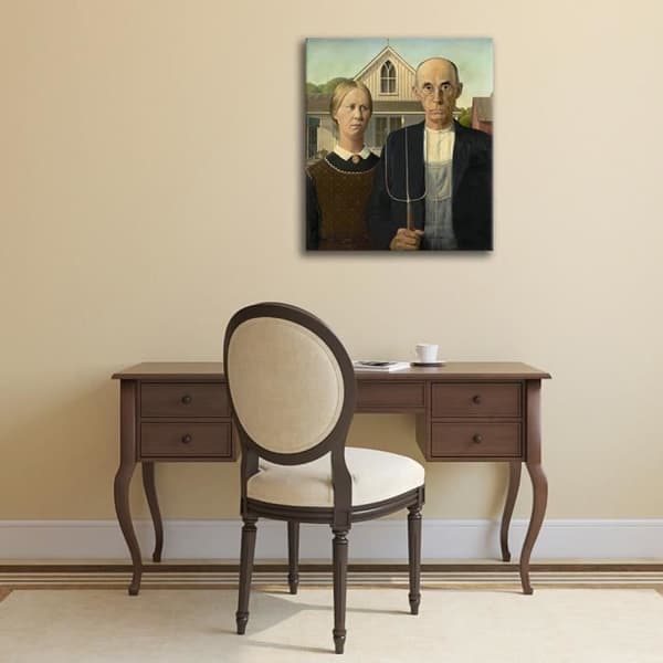 Legendarte - Målning, Tryck på duk - Amerikansk gotik - Grant Wood cm. 60x90
