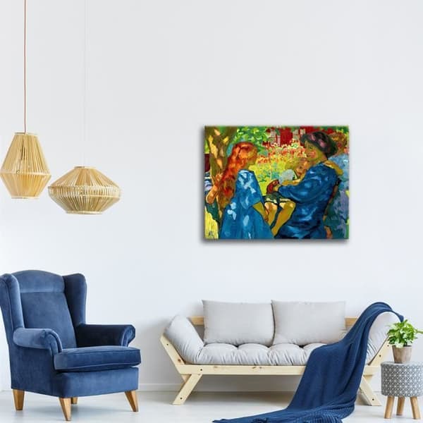 Legendarte - Målning, tryck på duk - Familjeporträtt under fläder Giovanni Giacometti cm. 50x60