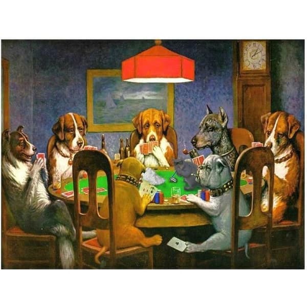 Legendarte - Måla, tryck på duk - Hundar som spelar poker - En vän i trubbel - Cassius Marcellus Coolidge cm. 40x60