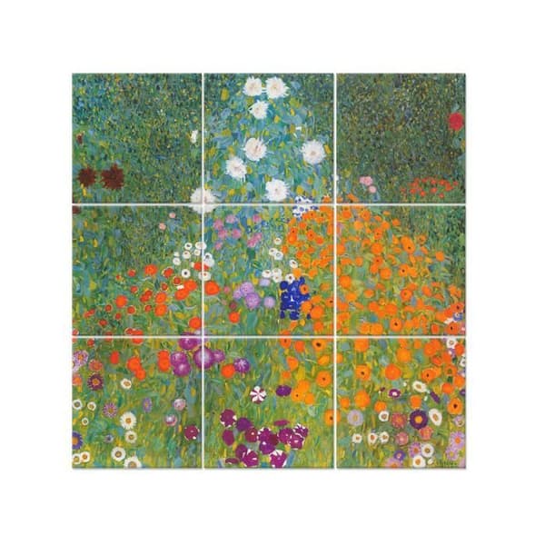 Legendarte - Flerpanelsmålning Blomsterträdgård - Gustav Klimt cm. 150x150 (9 paneler)