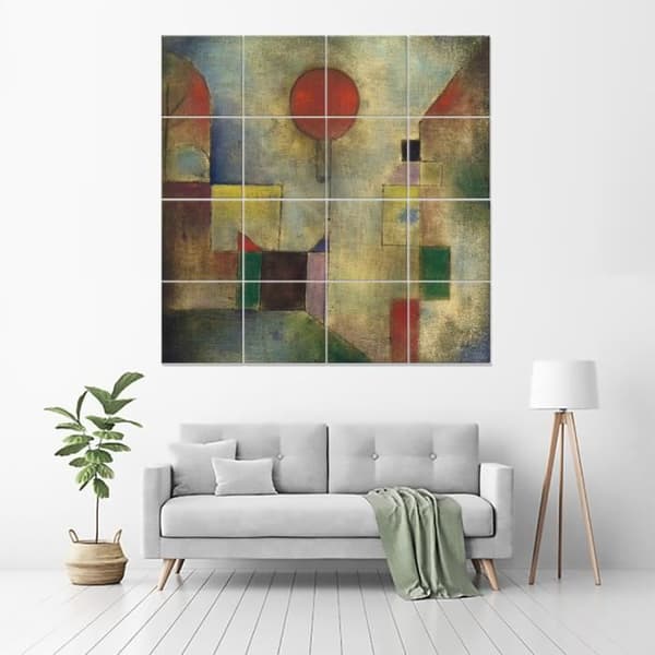 Legendarte - Röd Ballong Multi Panel Målning - Paul Klee cm. 200x200 (16 paneler)