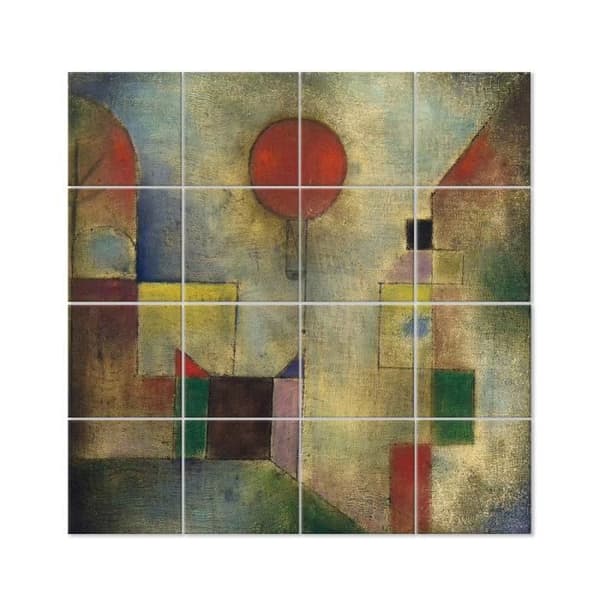 Legendarte - Röd Ballong Multi Panel Målning - Paul Klee cm. 200x200 (16 paneler)
