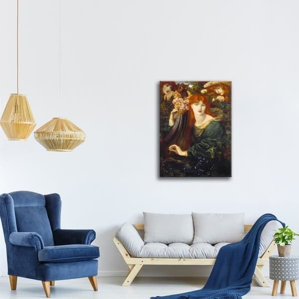 Målning, tryck på duk - The Lady of the Crown - Dante Gabriel Rossetti cm. 60x85