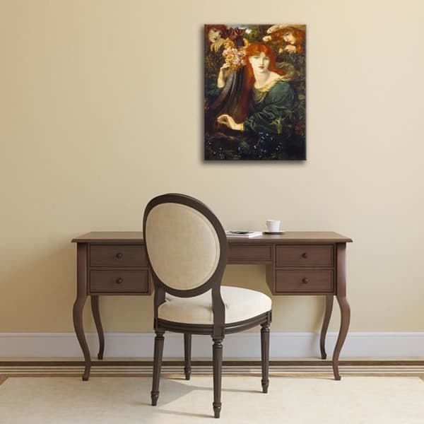 Målning, tryck på duk - The Lady of the Crown - Dante Gabriel Rossetti cm. 60x85