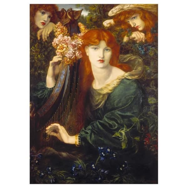 Målning, tryck på duk - The Lady of the Crown - Dante Gabriel Rossetti cm. 60x85