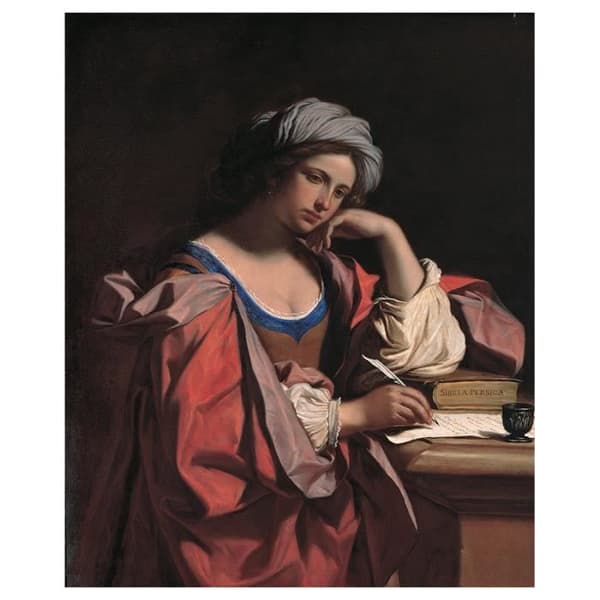 Legendarte - Målning, Tryck på duk - Persisk Sibyll - Guercino cm. 80x100