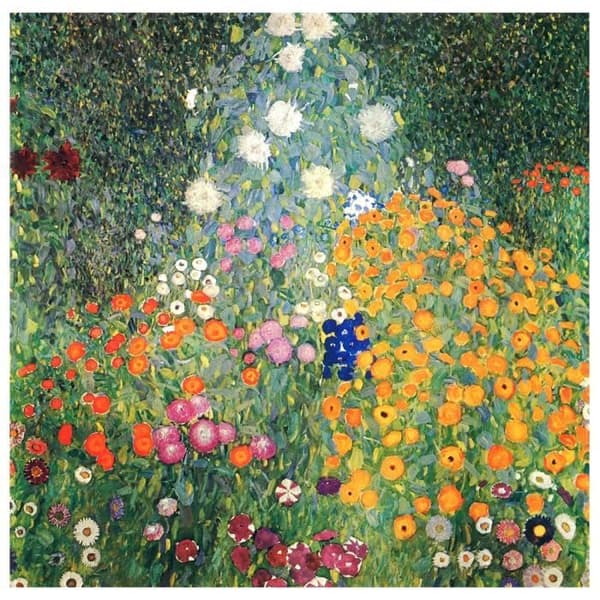 Målning, tryck på duk - Jardin De Fleurs Gustav Klimt cm. 90x90