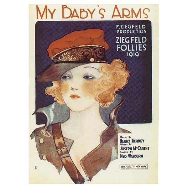 Legendarte - Vintage Music Cover My Baby'S Arms (Ziegfeld Follies 1919) - Målning, Canvastavla cm. 50x70