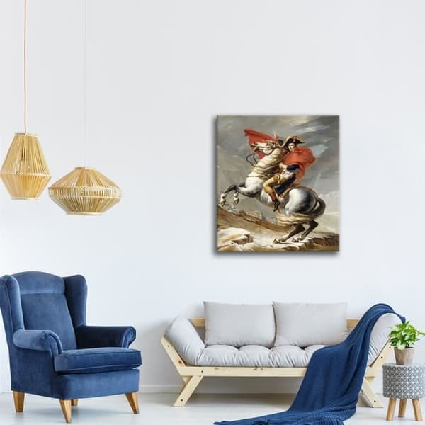 Legendarte - Målning, tryck på duk - Bonaparte korsar den store Saint-Bernard - Jacques Louis David cm. 60x75