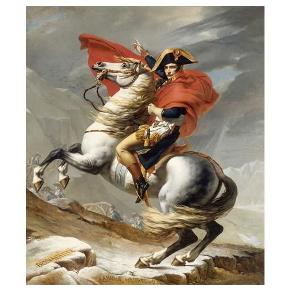 Legendarte - Målning, tryck på duk - Bonaparte korsar den store Saint-Bernard - Jacques Louis David cm. 60x75
