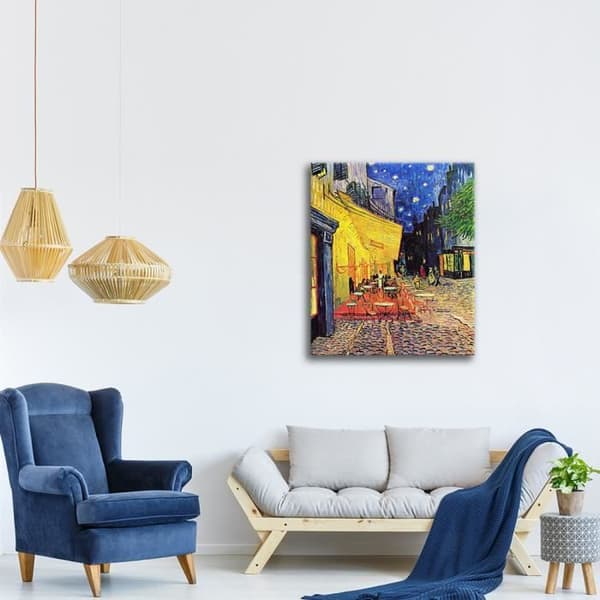 Legendarte - Målning, Tryck på duk - Terrace du Café Le Soir Vincent Van Gogh cm. 50x70