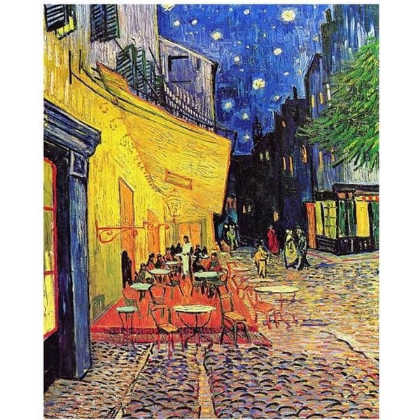 Legendarte - Målning, Tryck på duk - Terrace du Café Le Soir Vincent Van Gogh cm. 50x70