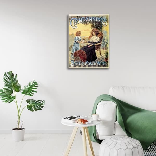 Legendarte - Vintage nötkött &amp; maltvin reklamaffisch - målning, canvastryck cm. 50x70