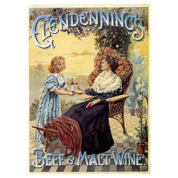 Legendarte - Vintage nötkött &amp; maltvin reklamaffisch - målning, canvastryck cm. 50x70