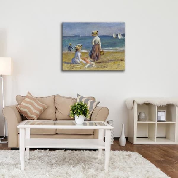 Legendarte - Målning, tryck på duk - Kvinna på stranden - Pierre Auguste Renoir cm. 80x100