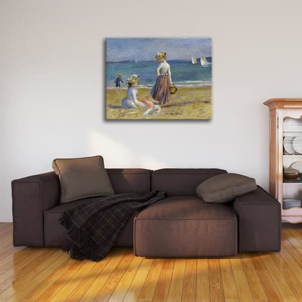 Legendarte - Målning, tryck på duk - Kvinna på stranden - Pierre Auguste Renoir cm. 80x100