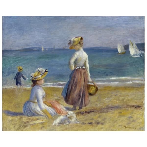 Legendarte - Målning, tryck på duk - Kvinna på stranden - Pierre Auguste Renoir cm. 80x100