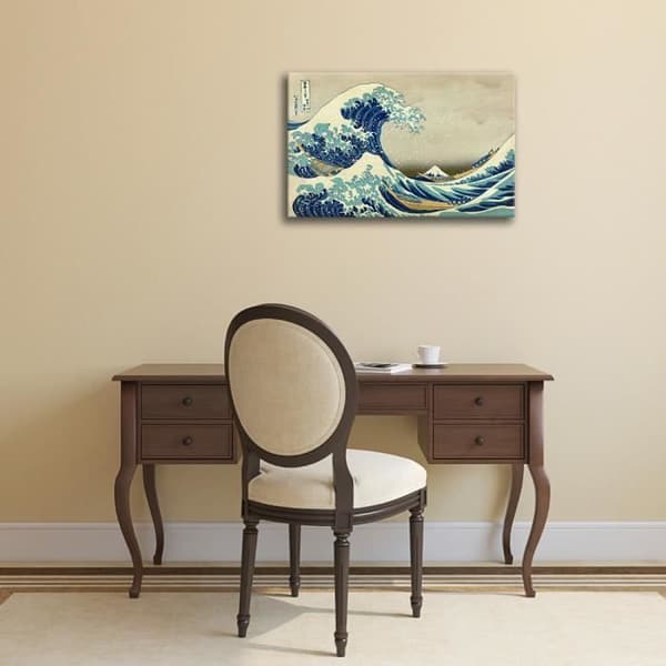 Legendarte - Målning, tryck på duk - The Great Wave Off Kanagawa Katsushika Hokusai cm. 80x120
