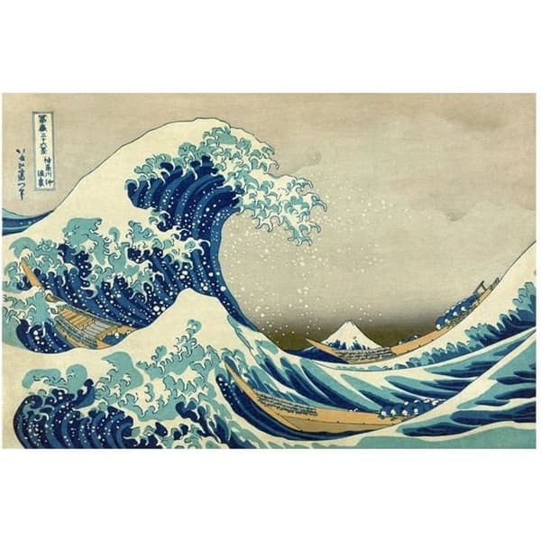 Legendarte - Målning, tryck på duk - The Great Wave Off Kanagawa Katsushika Hokusai cm. 80x120