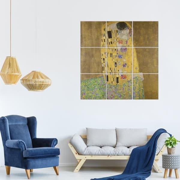 Legendarte - Multi Panel Painting The Kiss - Gustav Klimt cm. 150x150 (9 paneler)