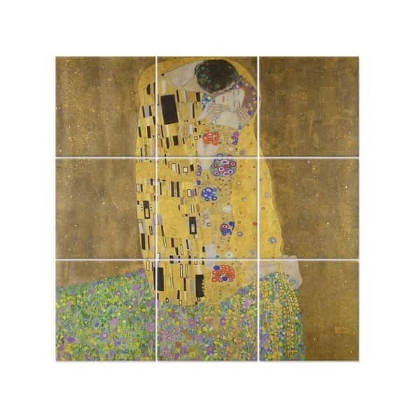 Legendarte - Multi Panel Painting The Kiss - Gustav Klimt cm. 150x150 (9 paneler)
