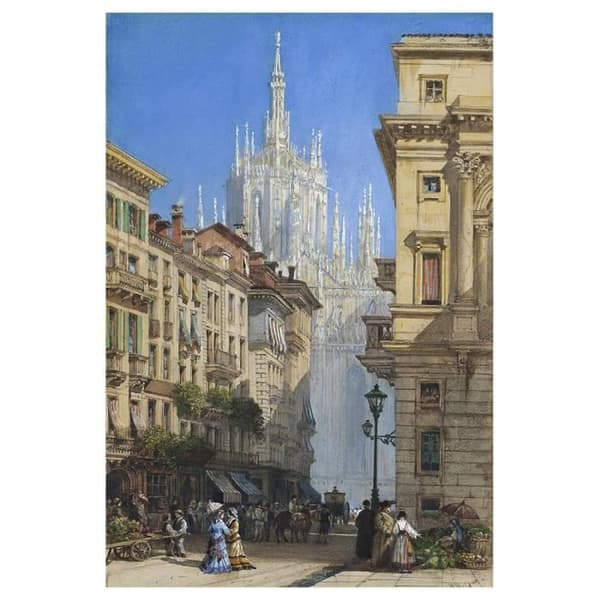 Legendarte - Målning, tryck på duk - Duomo i Milano från en sidogata - William Wyld cm. 60x90