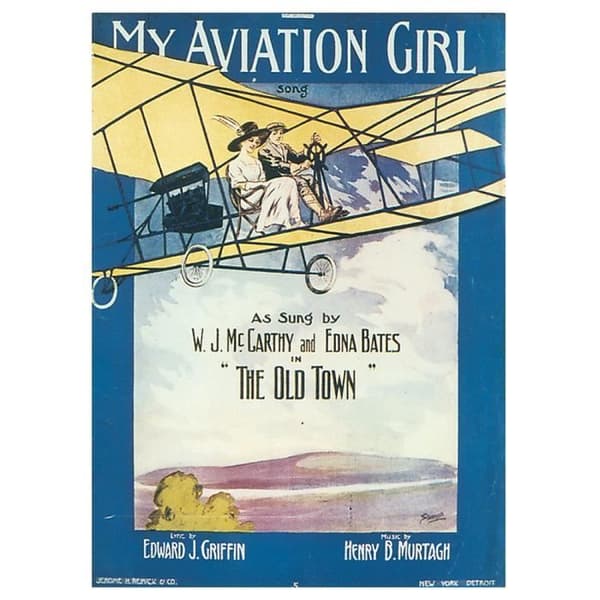 Legendarte - Vintage Music Cover My Aviation Girl - Målning, tryck på duk cm. 50x70
