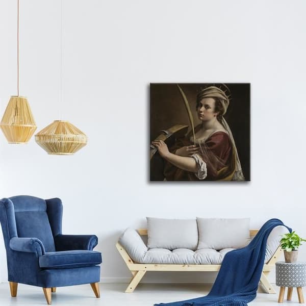Legendarte - Målning, tryck på duk - Självporträtt Som Saint Catherine of Alexandria - Artemisia Gentileschi cm. 90x90
