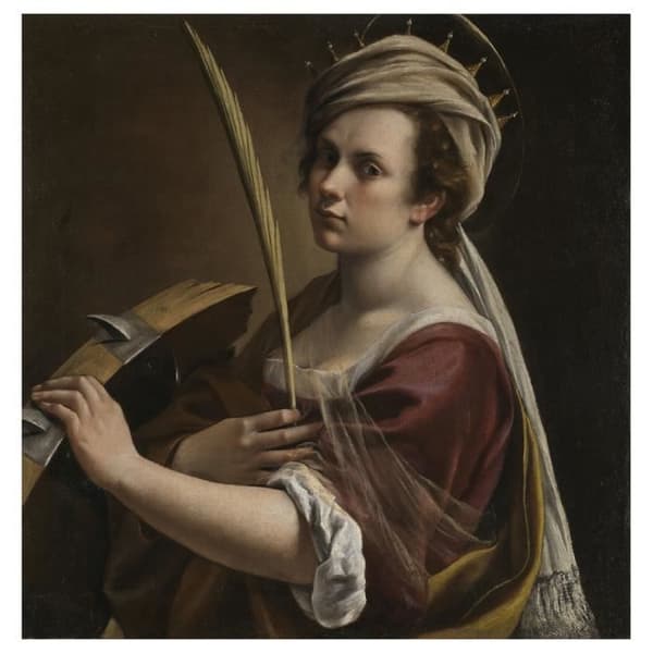 Legendarte - Målning, tryck på duk - Självporträtt Som Saint Catherine of Alexandria - Artemisia Gentileschi cm. 90x90