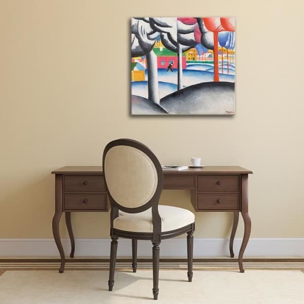 Legendarte - Målning, Tryck på duk - Vinterlandskap Kazimir Malevich cm. 60x60