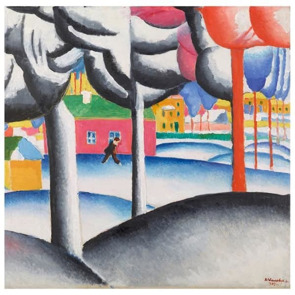 Legendarte - Målning, Tryck på duk - Vinterlandskap Kazimir Malevich cm. 60x60