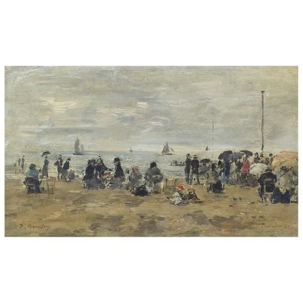 Legendarte - Målning, tryck på duk - Trouville. Strandscen - Eugène Boudin cm. 50x80