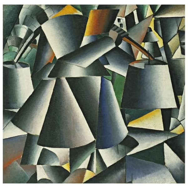Legendarte - Målning, tryck på duk - Kvinna med hinkar - Kazimir Malevich cm. 60x60