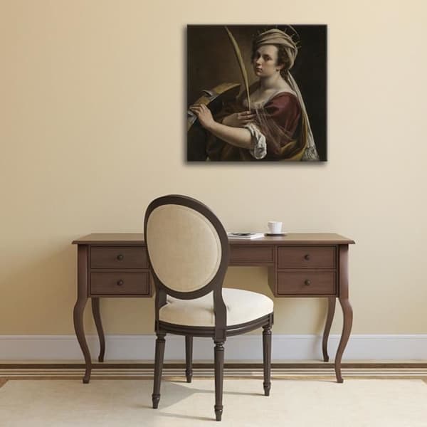 Legendarte - Målning, tryck på duk - Självporträtt Som Saint Catherine of Alexandria - Artemisia Gentileschi cm. 50x50