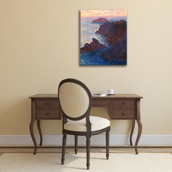 Legendarte - målning, tryck på duk - stenar vid Belle-Lle, Port-Domois Claude Monet cm. 80x100