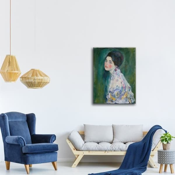 Legendarte - Målning, Tryck på duk - Porträtt av en dam - Gustav Klimt cm. 50x70